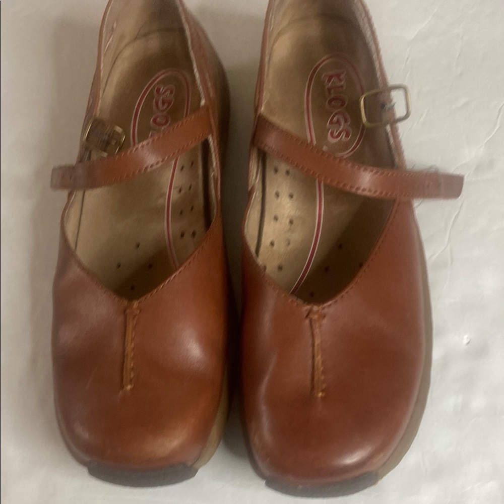 Klogs Women's Chestnut Brown Leather Mary Jane Flats